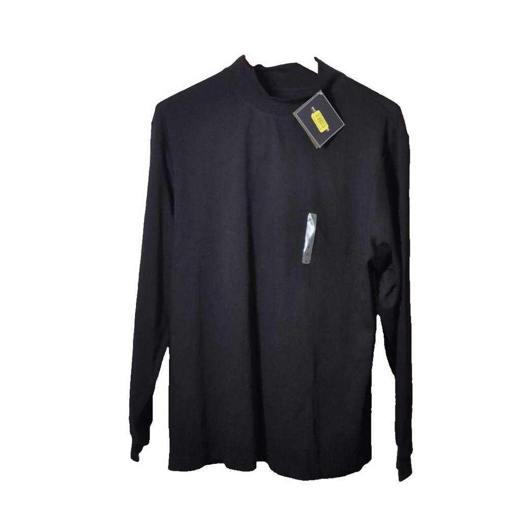 Roundtree & Yorke Sweater Mens Large Black Silky Finish Collection Long Sleeve